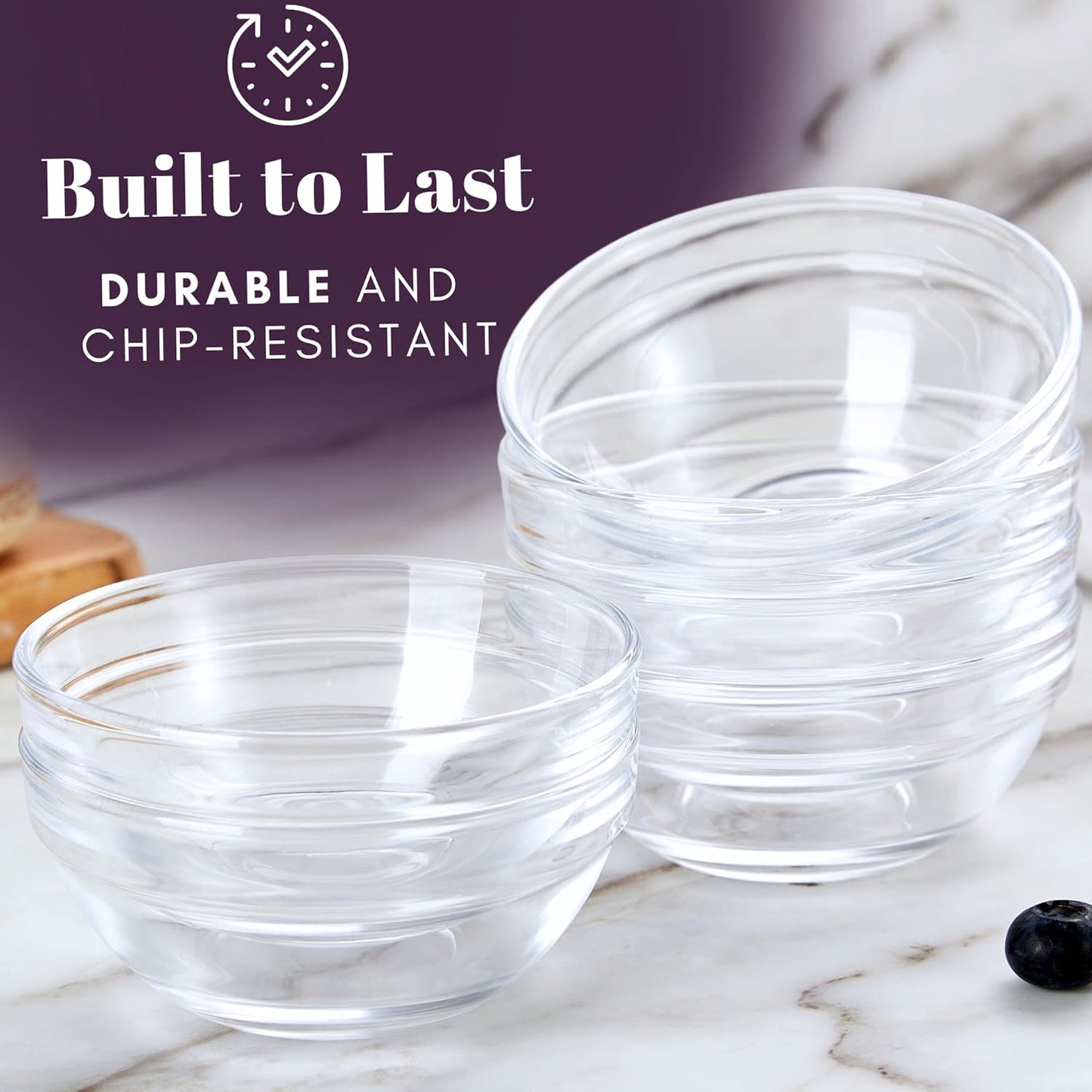 4 oz Glass Cooking Bowls – Set of 6, Stackable & Microwave Safe